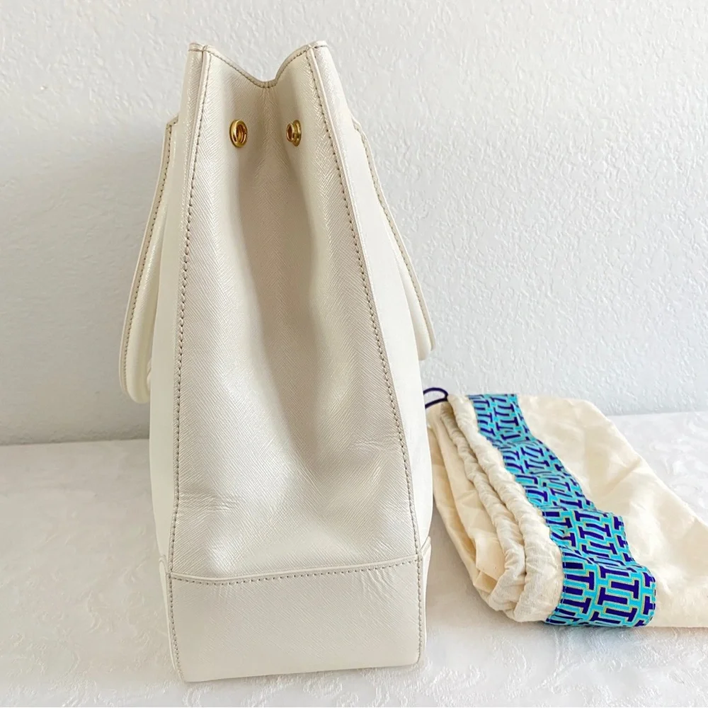 Tory Burch ivory large Saffiano leather Tote Bag